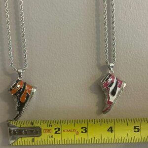 Sneaker Pendant Necklace Set – Jordan Style Charms on Silver Color Chain